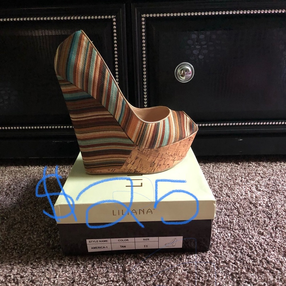 High wedge sandals peep toe